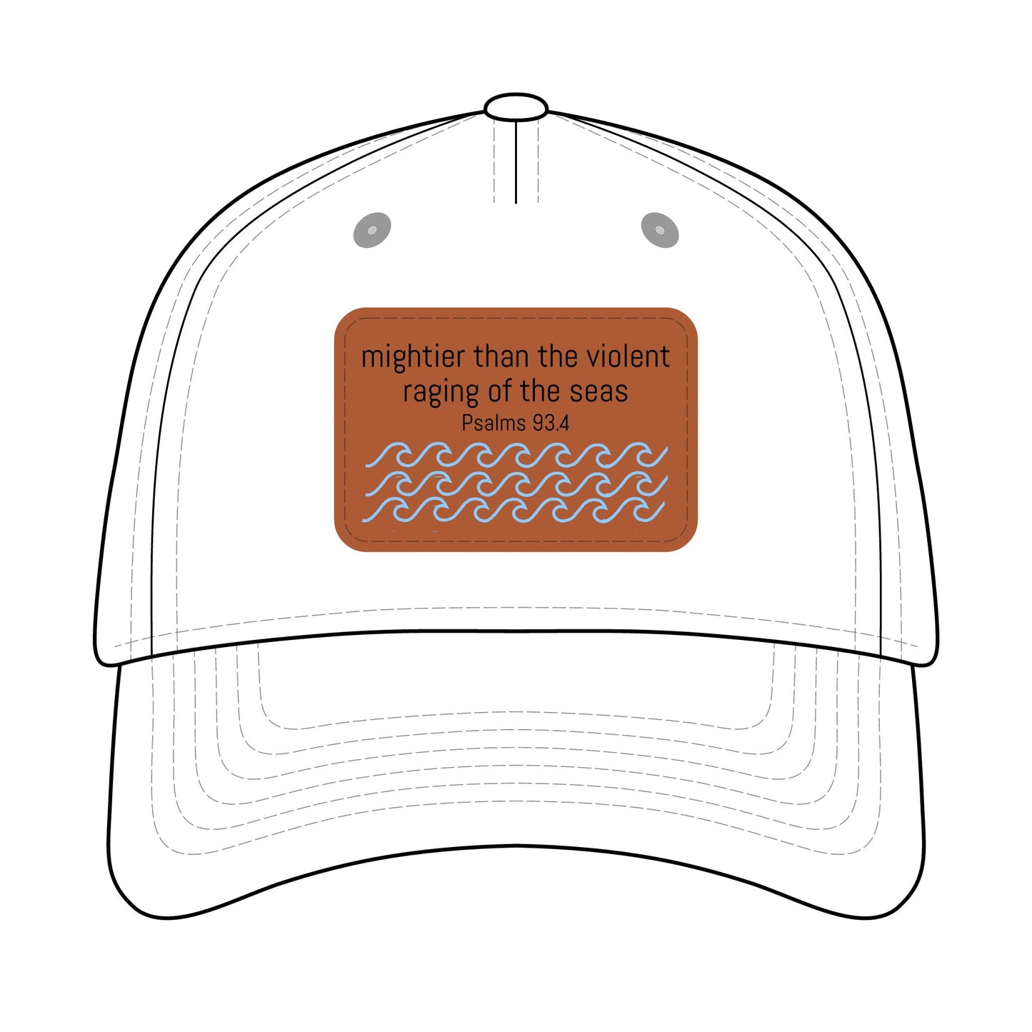 Psalm 93:4 Leather Patch Baseball Cap | Waves Design