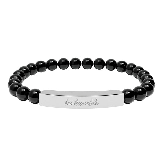 "Be Humble" Natural Stone Bead Bracelet — Stretch Bar Bracelet