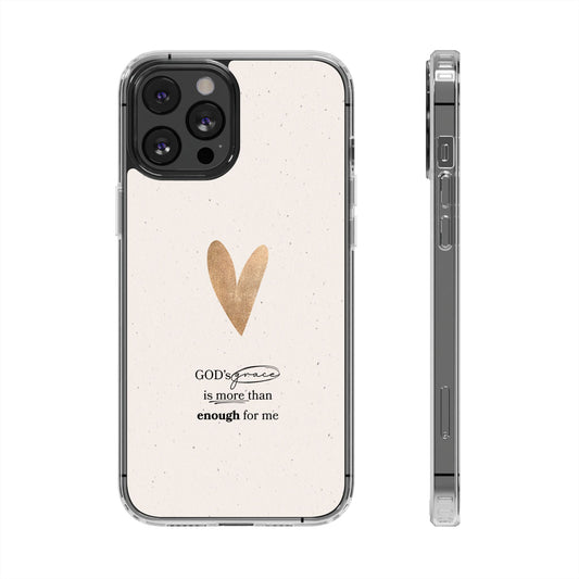 Magnetic Clear God's Grace Is Enough iPhone Case | Impact-Resistant Case