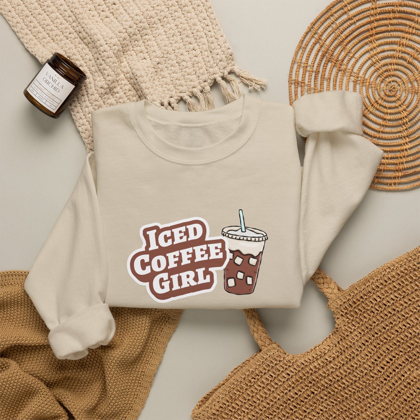 Iced Coffee Girl Crewneck Sweatshirt