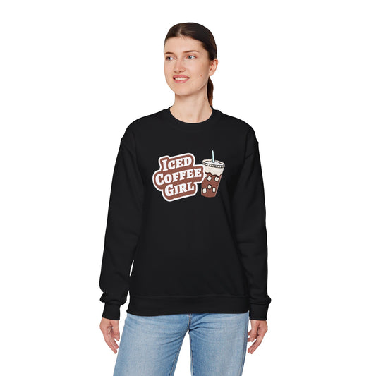 Iced Coffee Girl Sweatshirt — Bold Iced Coffee Cup Crewneck