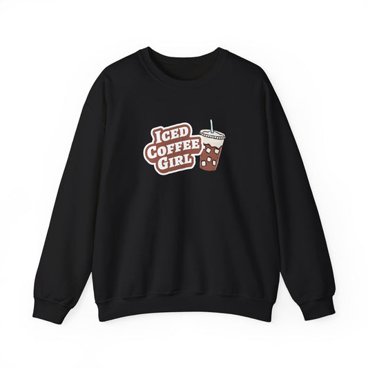 Iced Coffee Girl Sweatshirt — Bold Iced Coffee Cup Crewneck