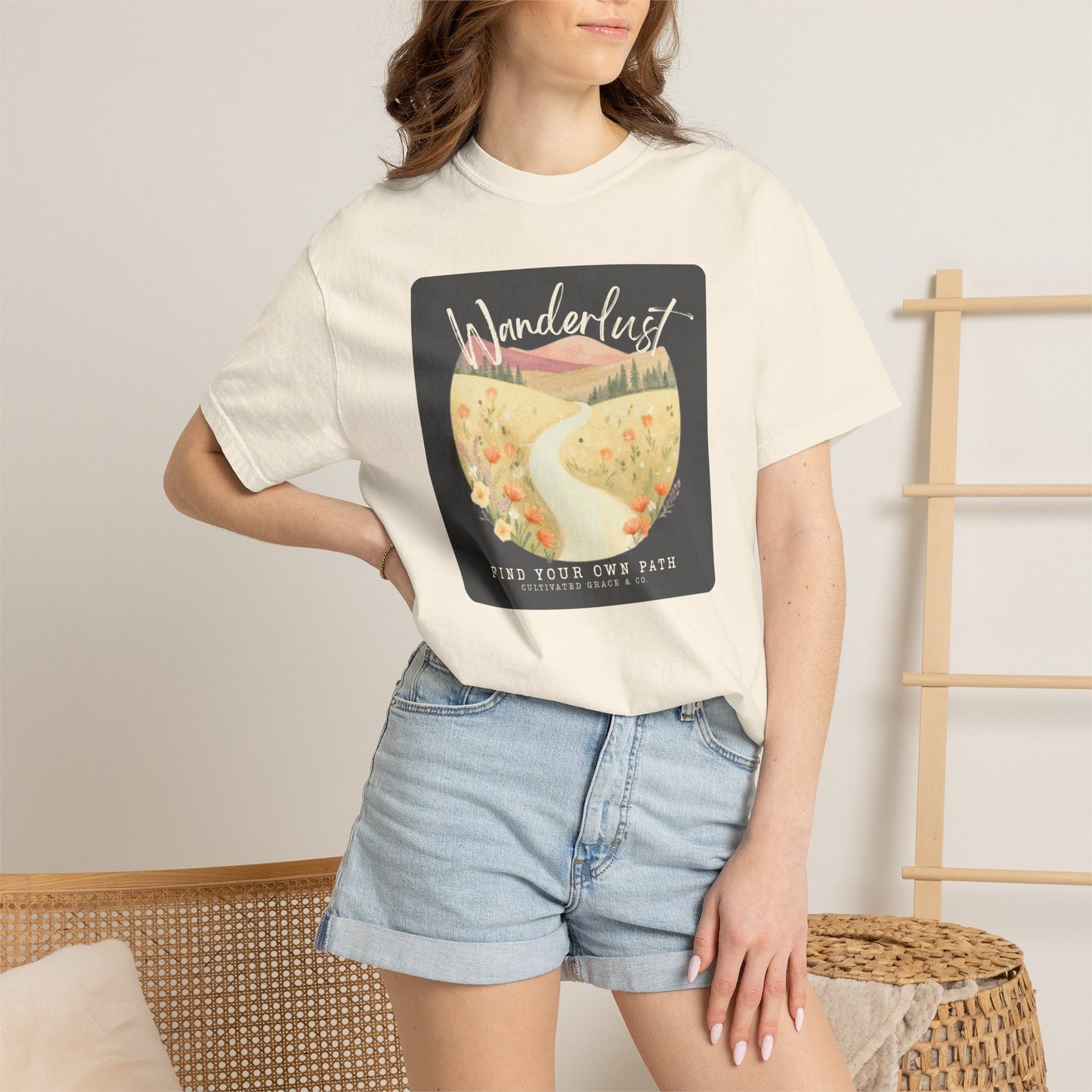 Wanderlust Comfort Colors T-Shirt — 'Wanderlust: Find Your Own Path' Graphic Tee