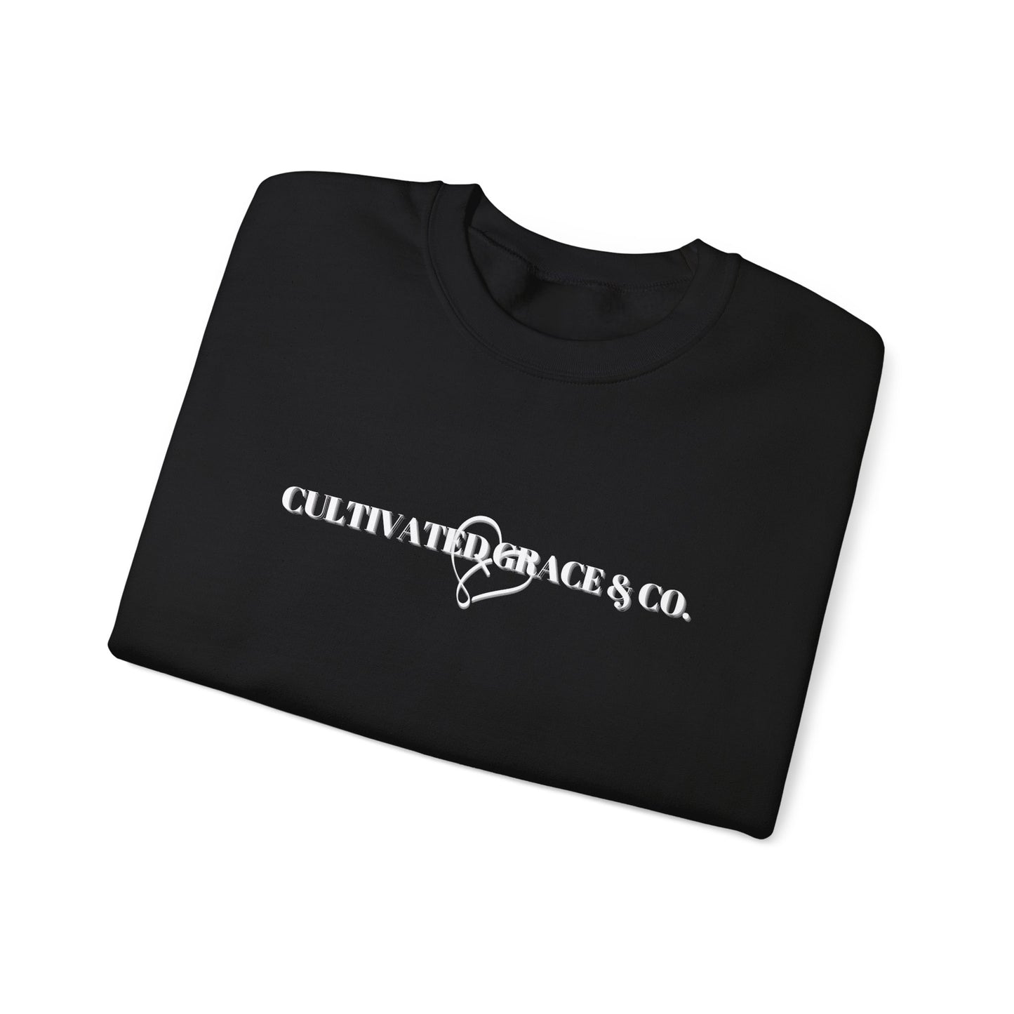 Crewneck Sweatshirt - "Cultivate Grace & Co." Minimal Heart Logo, Cozy Casual Pullover for Everyday Wear
