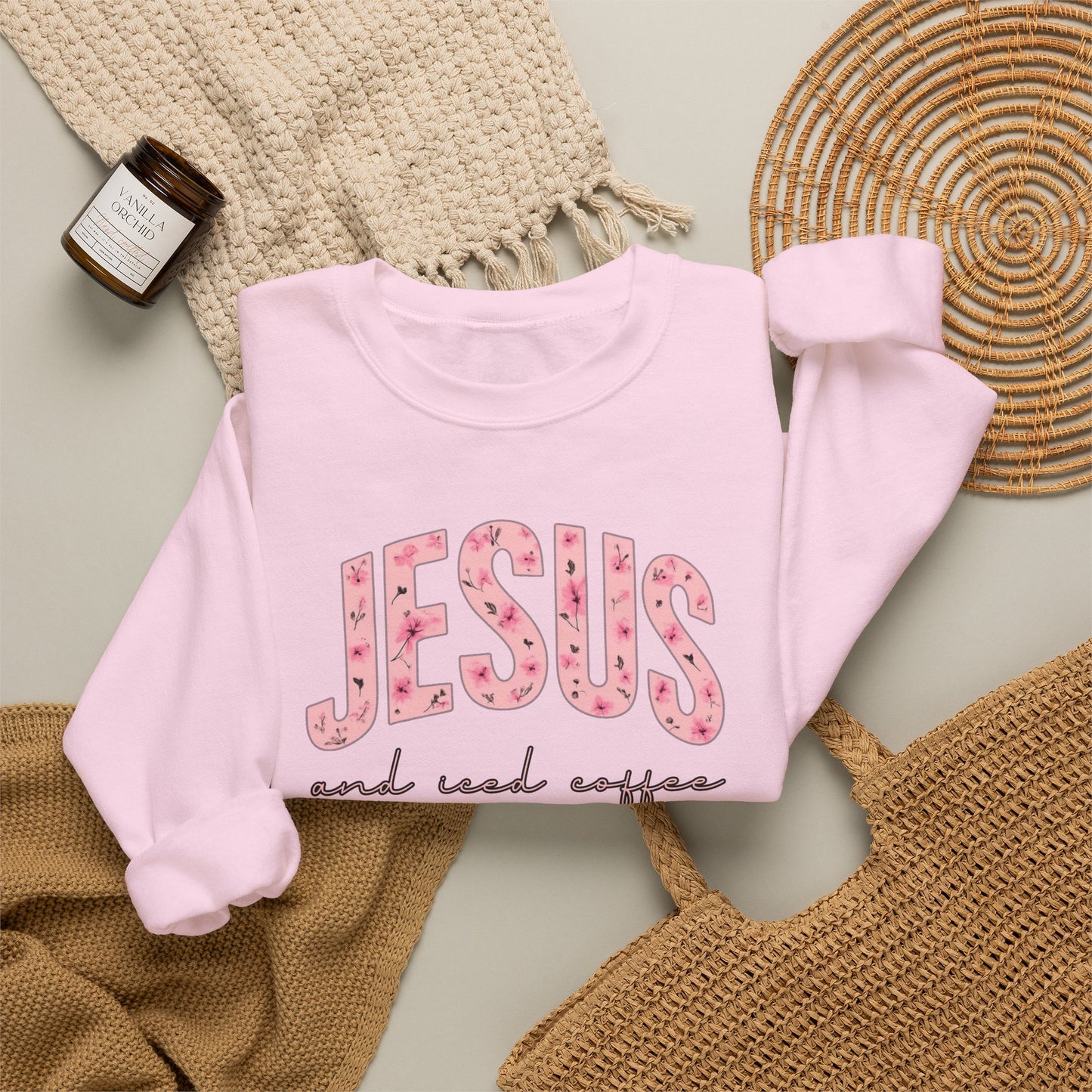 Jesus and Iced Coffee Crewneck Sweatshirt