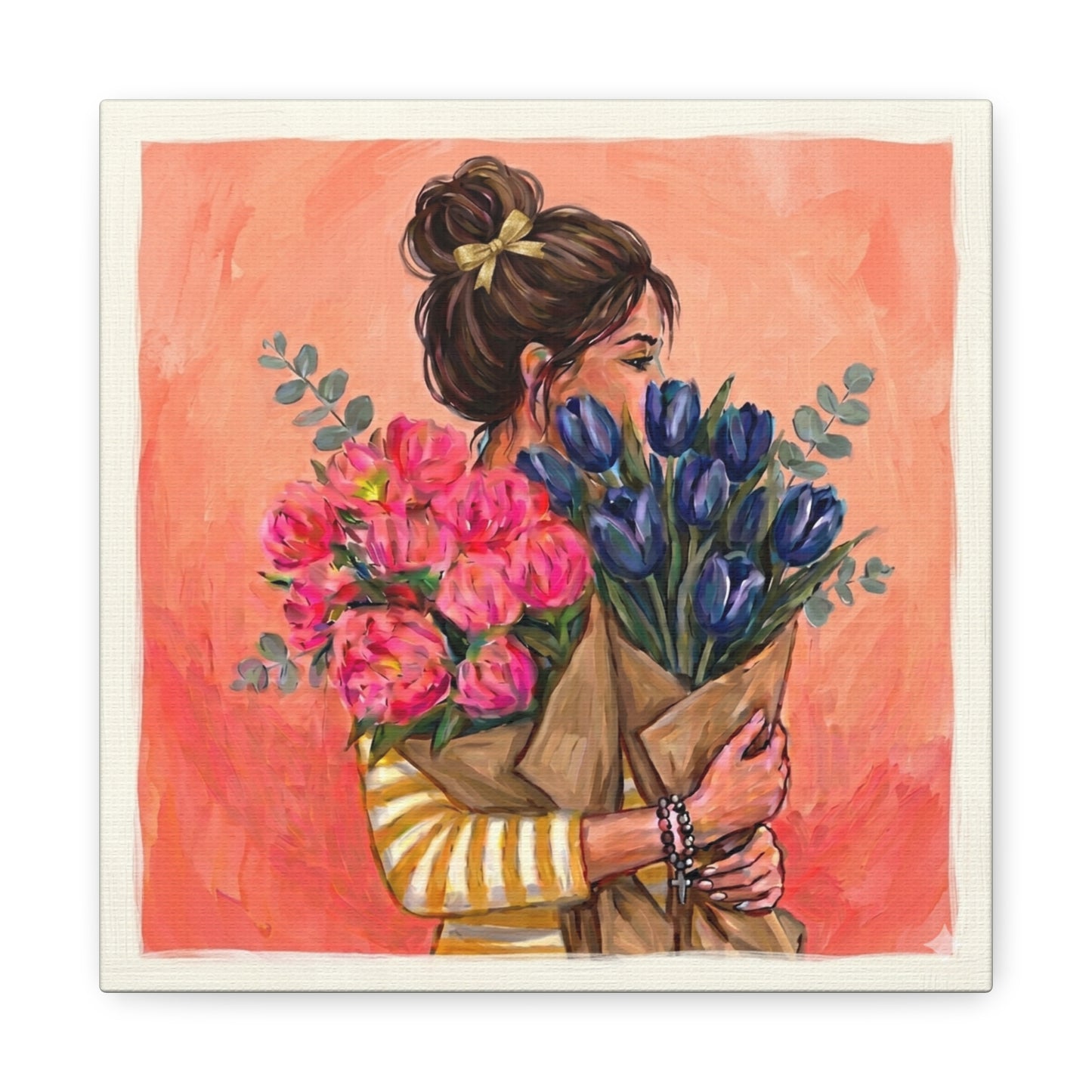 Floral Bouquet Canvas Wall Art | Feminine Farmhouse Print | Gallery Wrap