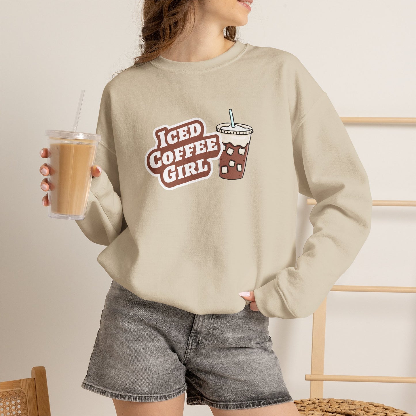 Iced Coffee Girl Crewneck Sweatshirt