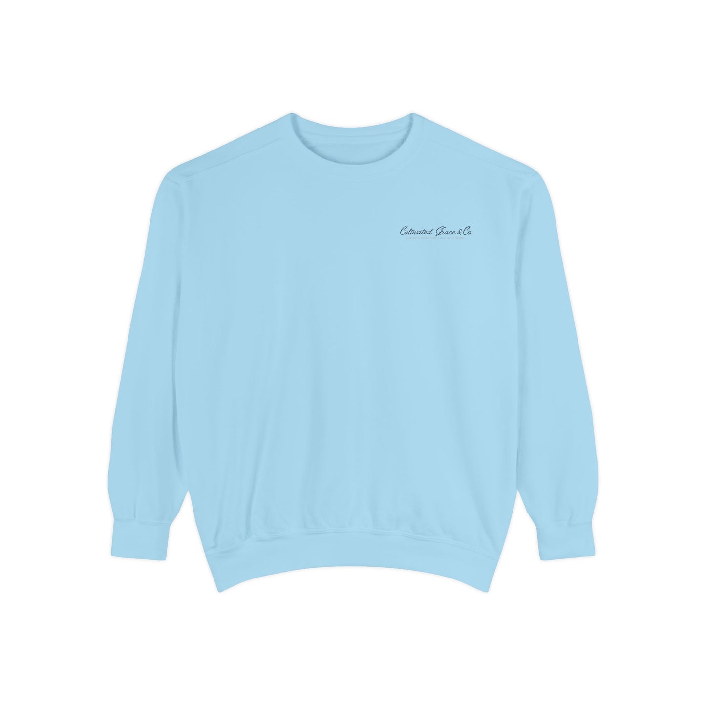 Script Cultivated Grace Co. Logo Sweatshirt — Comfort Colors Garment-Dyed Crewneck