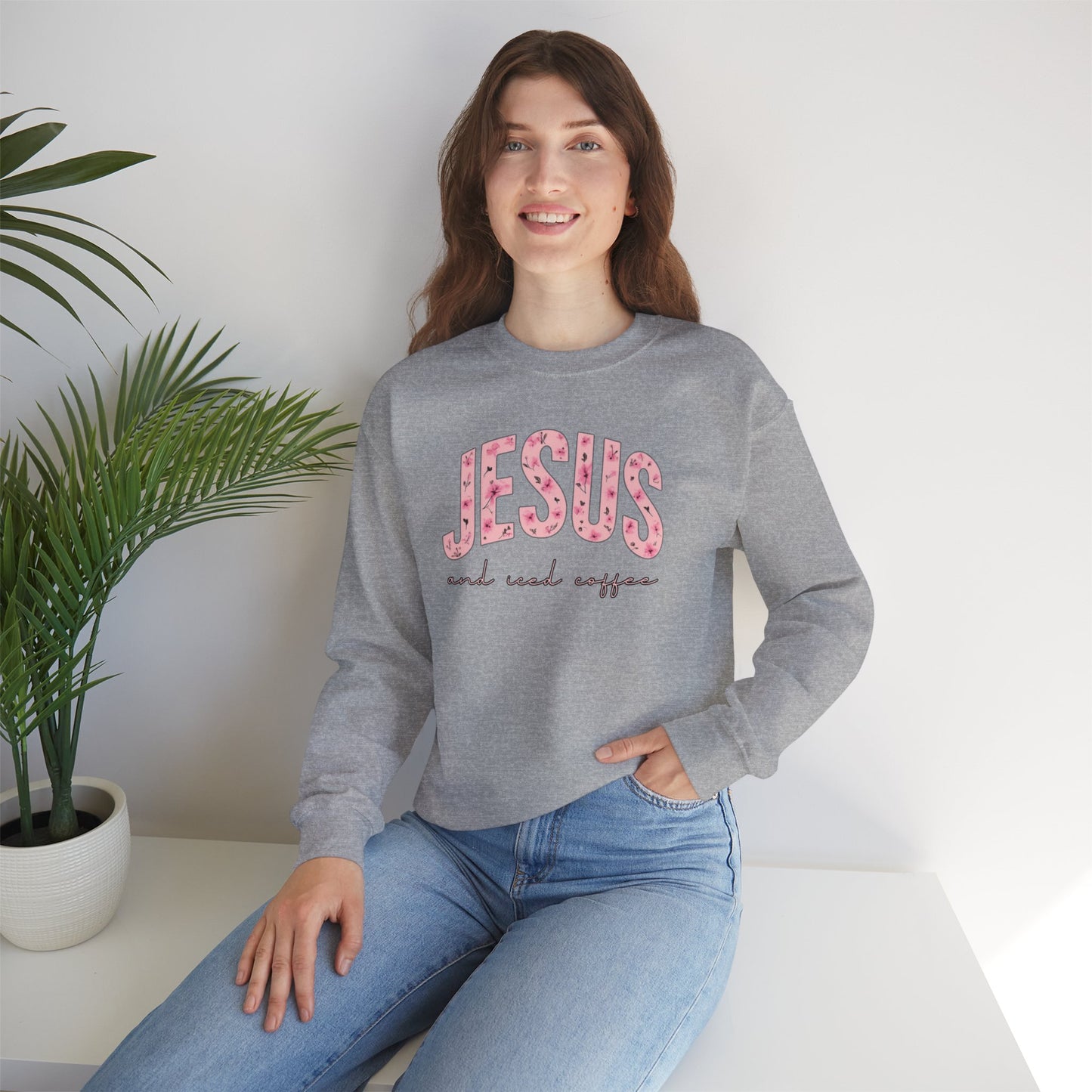 Jesus and Iced Coffee Crewneck Sweatshirt