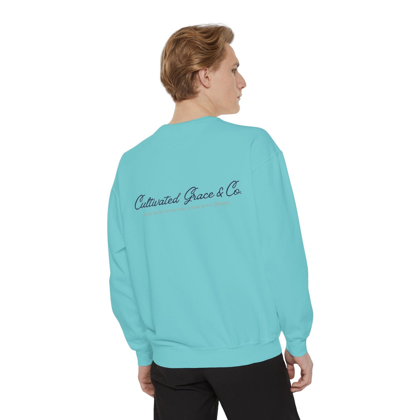 Script Cultivated Grace Co. Logo Sweatshirt — Comfort Colors Garment-Dyed Crewneck