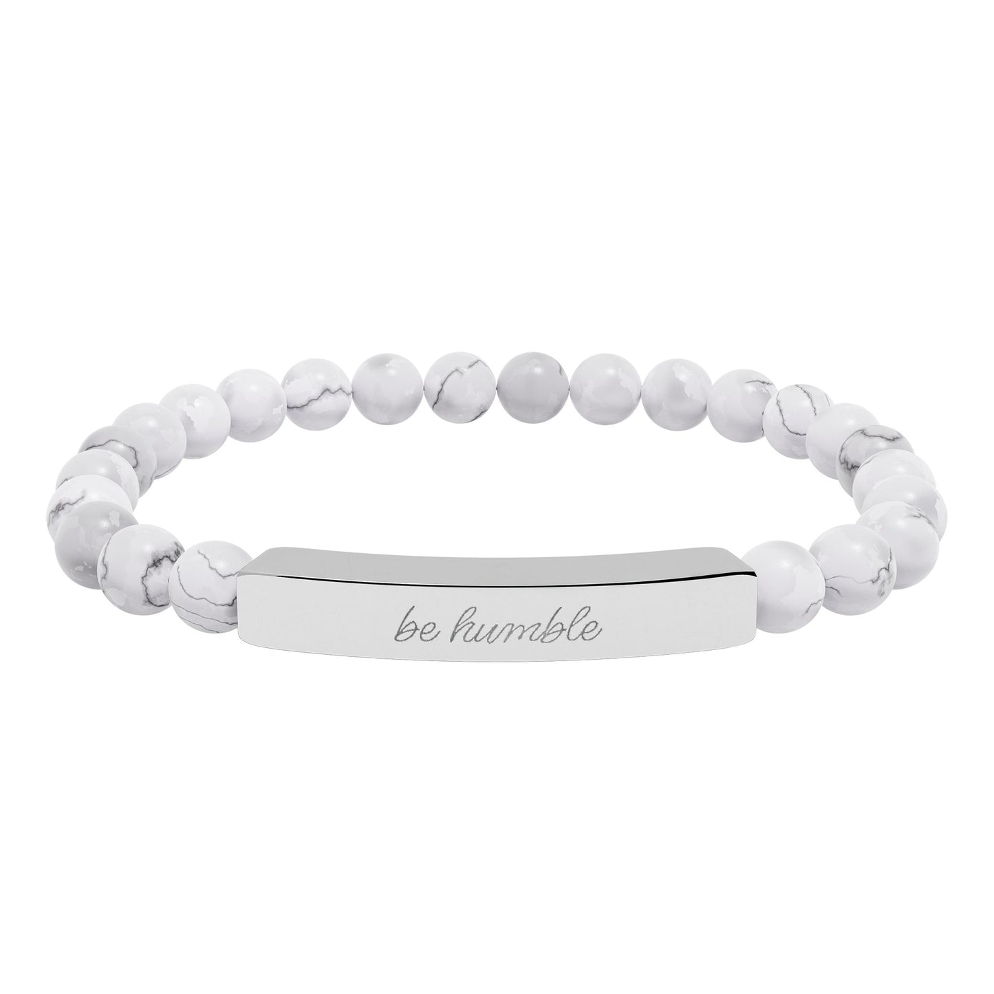 "Be Humble" Natural Stone Bead Bracelet — Stretch Bar Bracelet