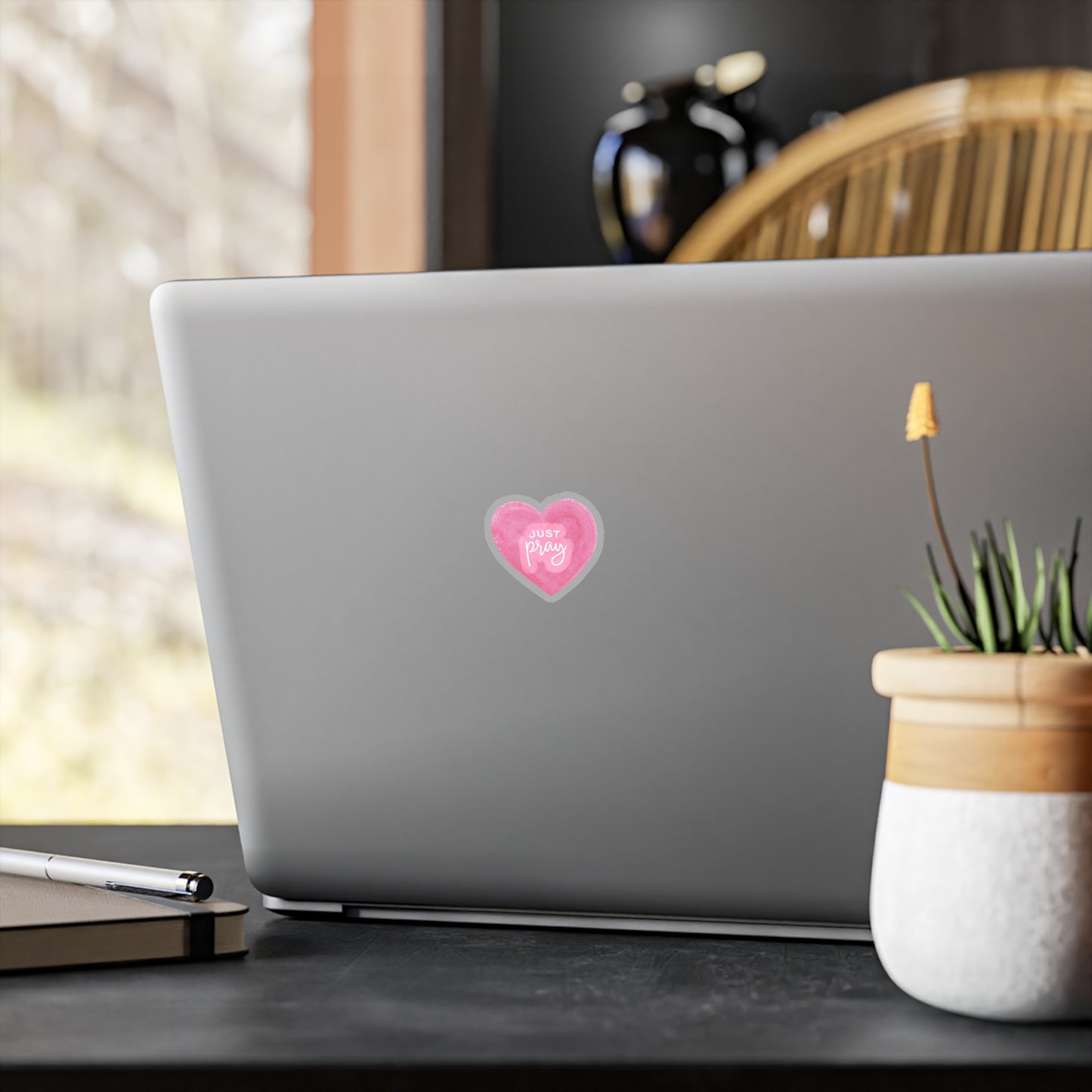 Just Pray Heart Sticker — Inspirational Vinyl Kiss-Cut Sticker
