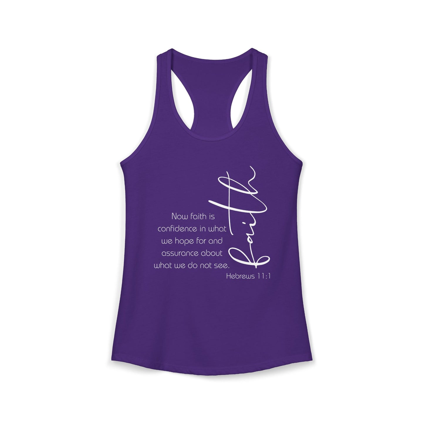 Hebrews 11:1 Faith Scripture Racerback Tank | Women's Inspirational Verse