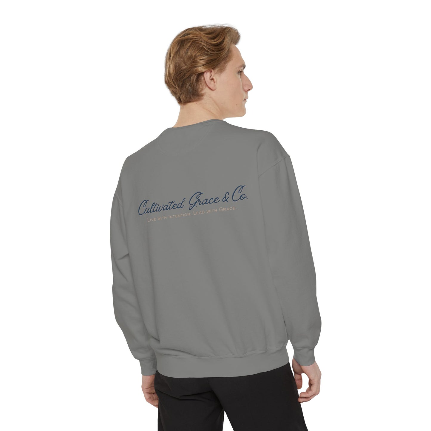 Script Cultivated Grace Co. Logo Sweatshirt — Comfort Colors Garment-Dyed Crewneck