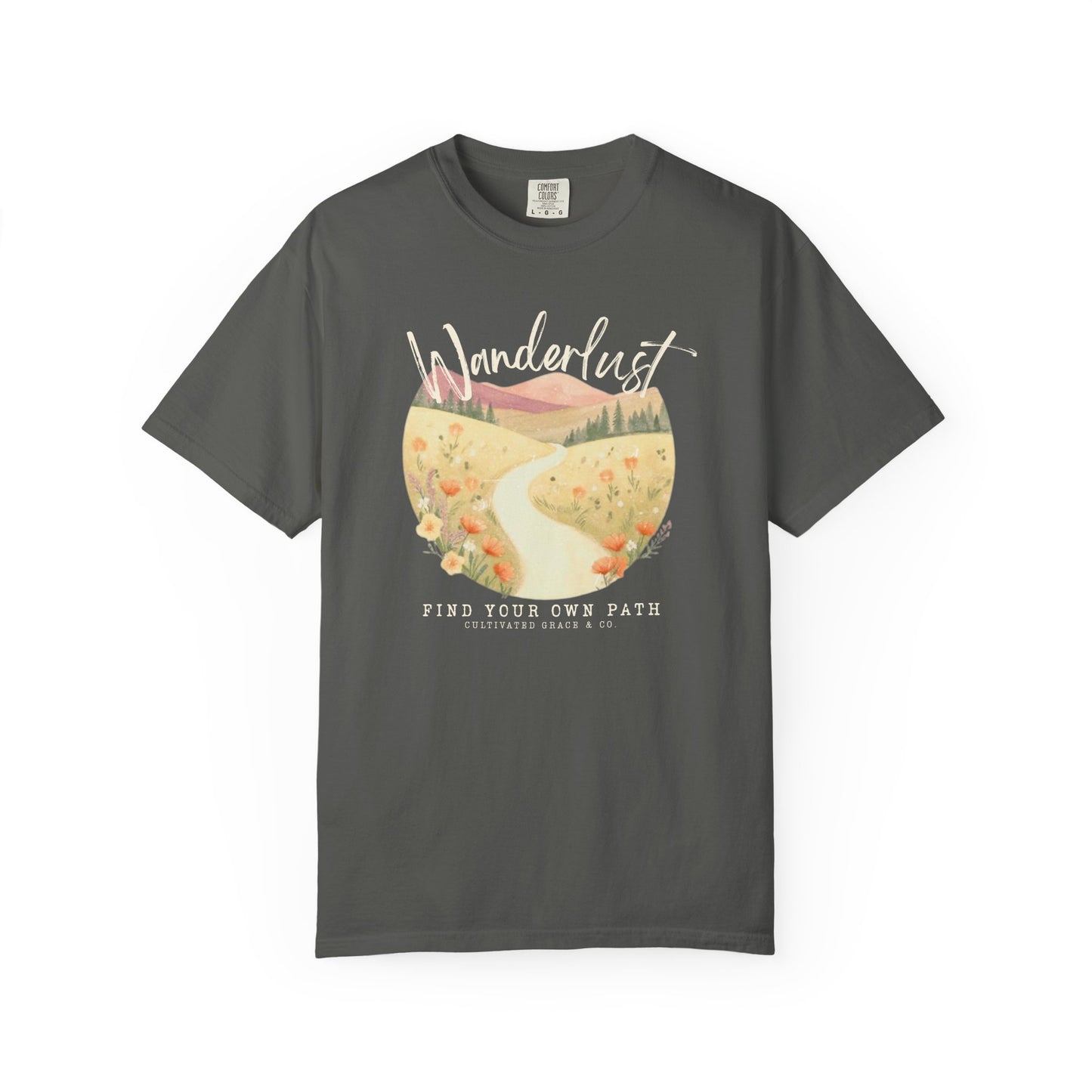 Wanderlust Comfort Colors T-Shirt — 'Wanderlust: Find Your Own Path' Graphic Tee
