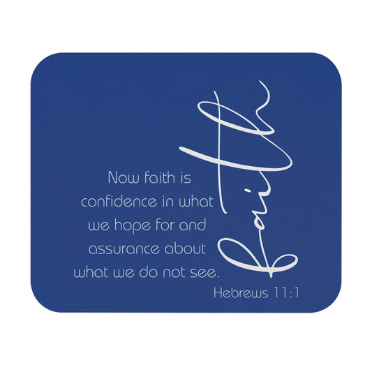 Navy Blue Hebrews 11:1 Faith Scripture Mouse Pad | Christian Desk Mat