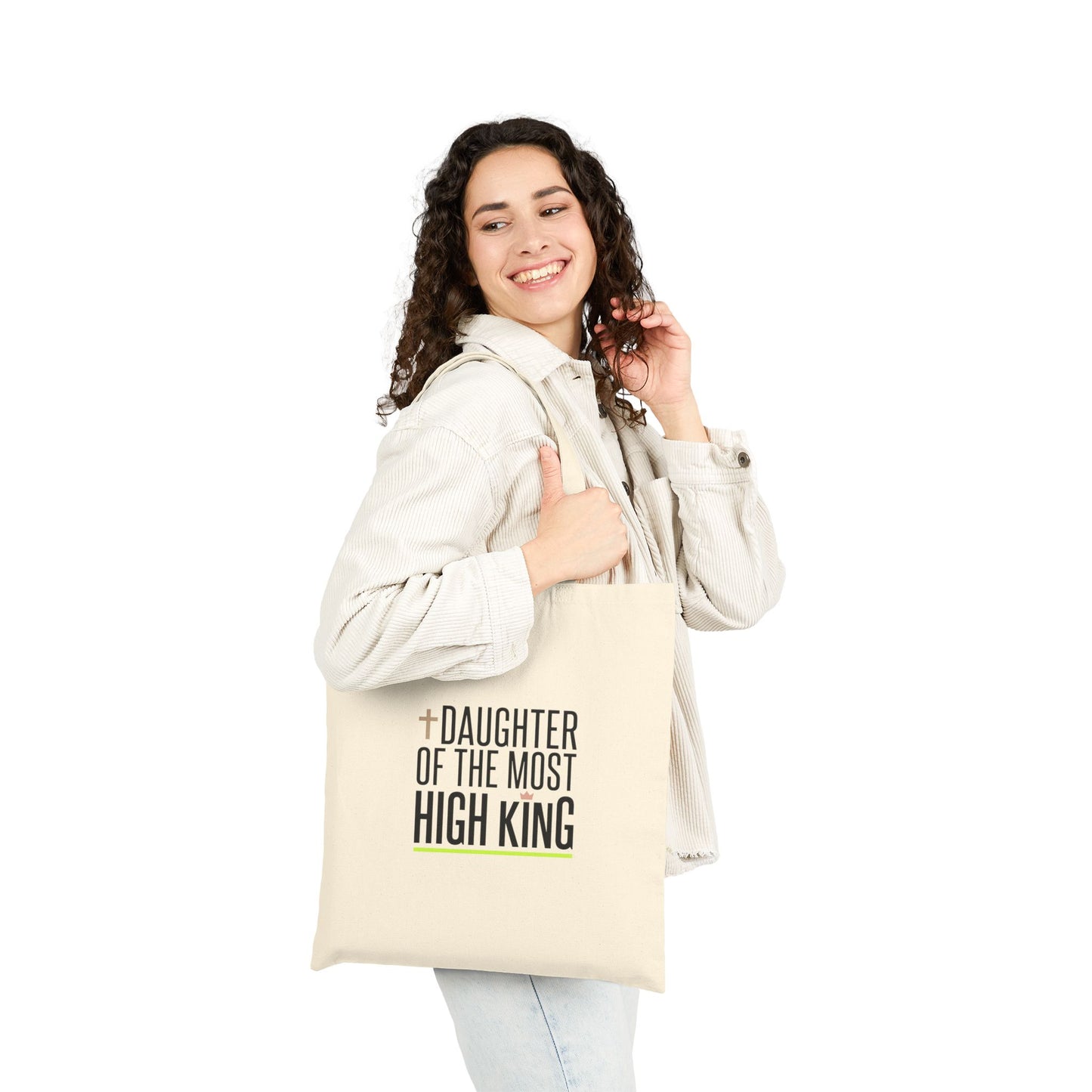 Daughter of the Most High King Tote | Faith-Inspired Canvas Bag, Christian Life