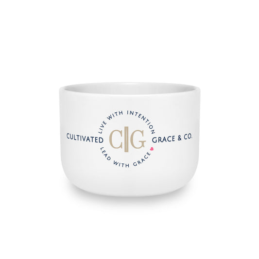 Cultivated Grace 25oz Ceramic Latte Mug — Monogram Logo Coffee Cup
