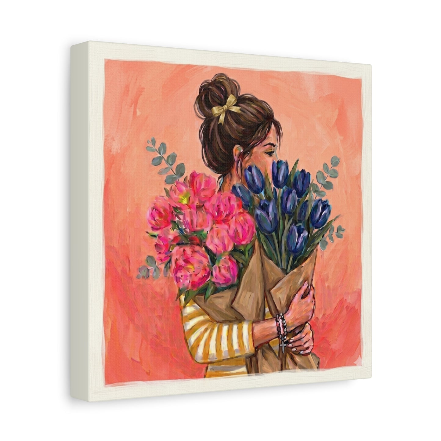 Floral Bouquet Canvas Wall Art | Feminine Farmhouse Print | Gallery Wrap