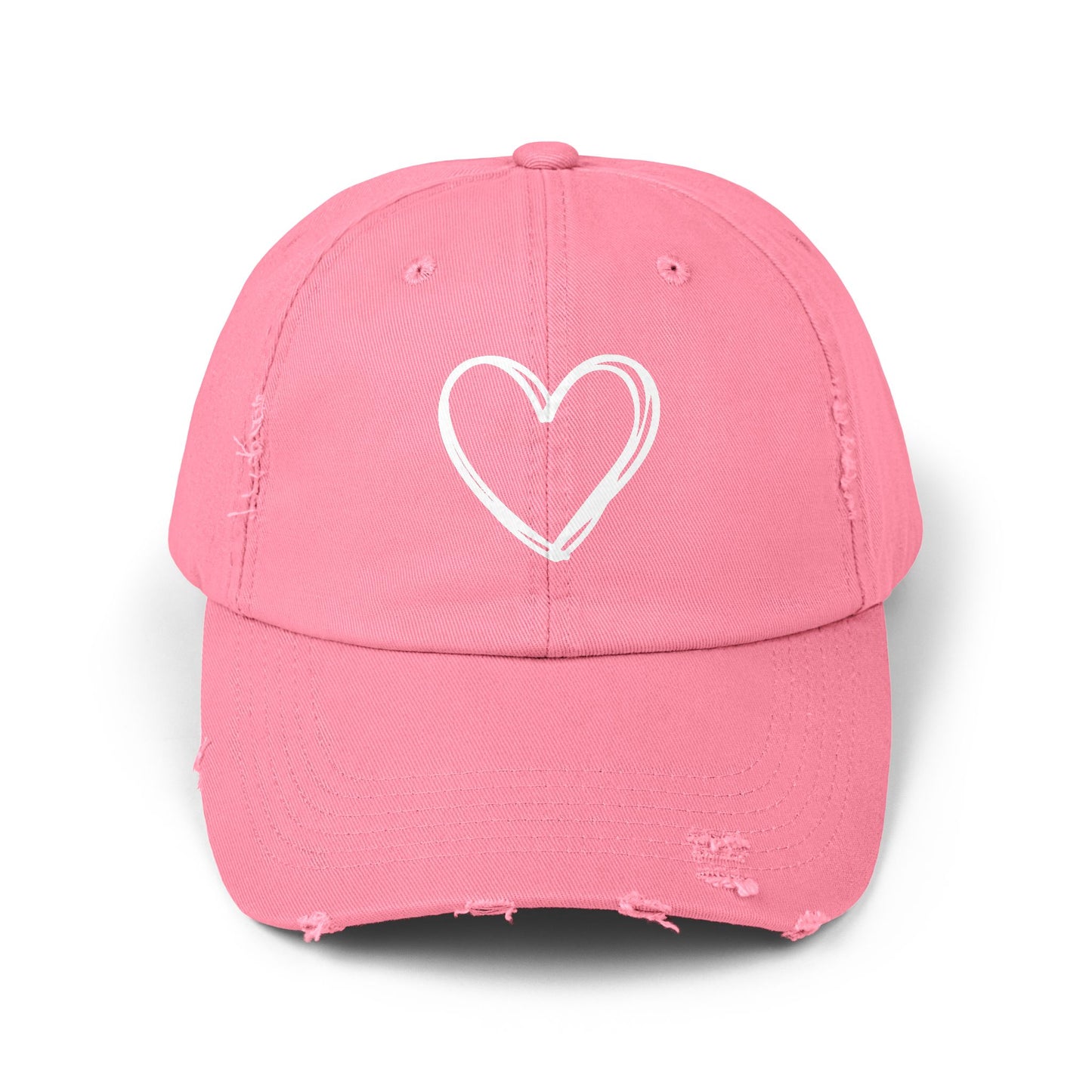 Distressed Heart Cap — Vintage Baseball Hat with Sketched Heart