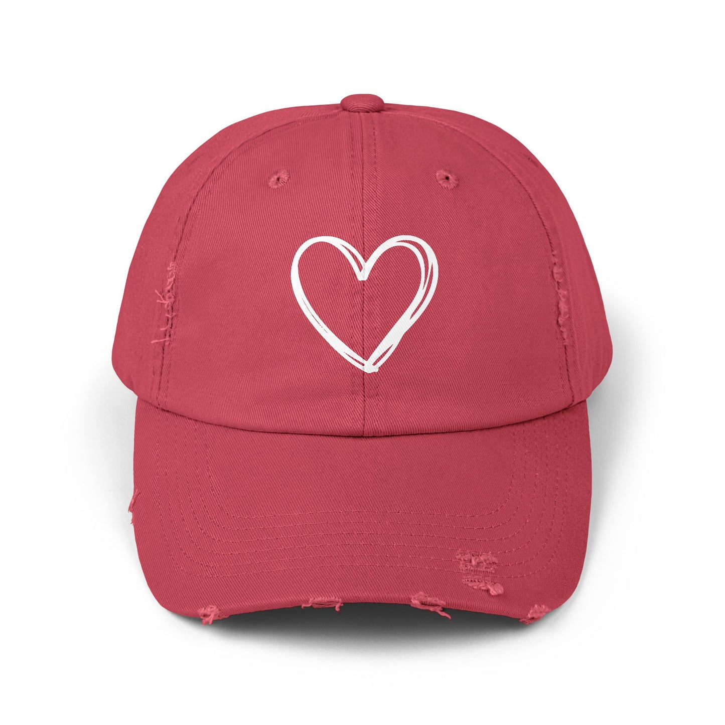 Distressed Heart Cap — Vintage Baseball Hat with Sketched Heart