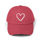 Distressed Heart Cap — Vintage Baseball Hat with Sketched Heart