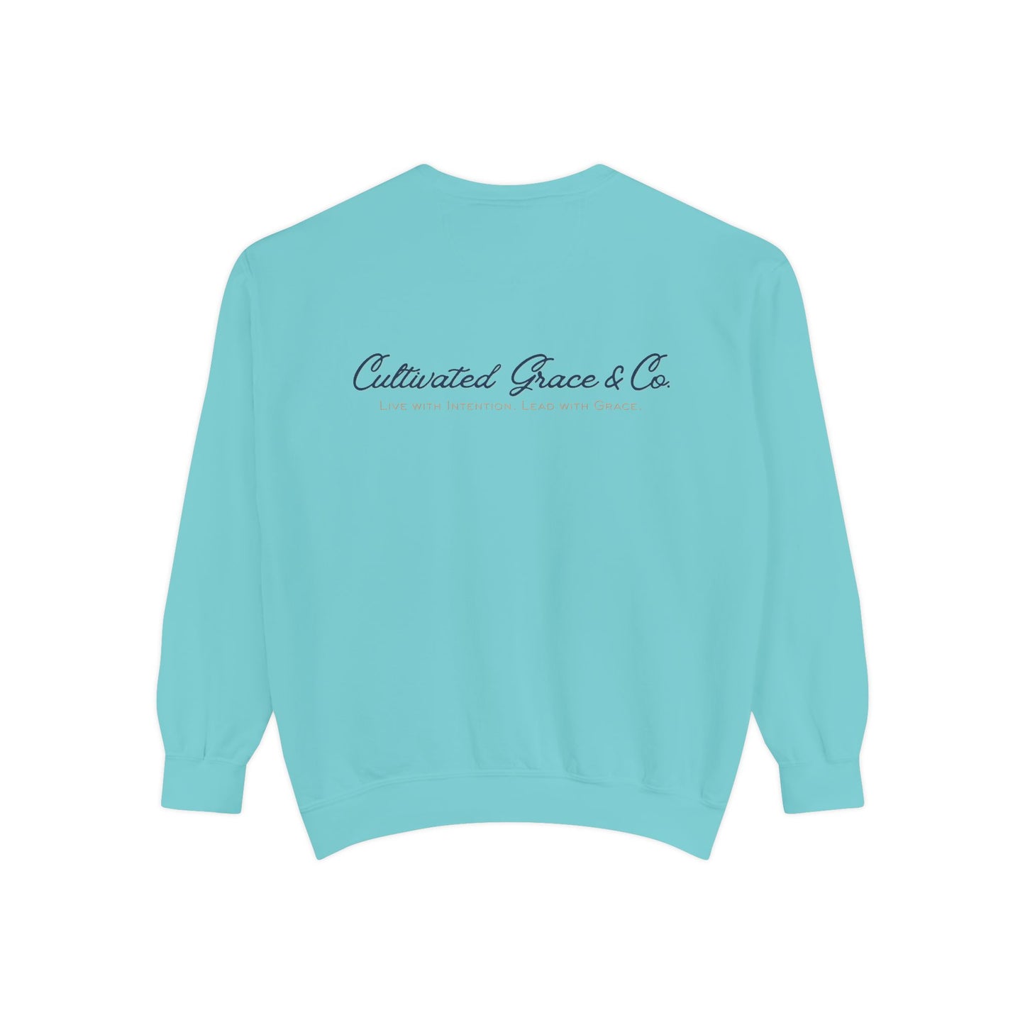Script Cultivated Grace Co. Logo Sweatshirt — Comfort Colors Garment-Dyed Crewneck