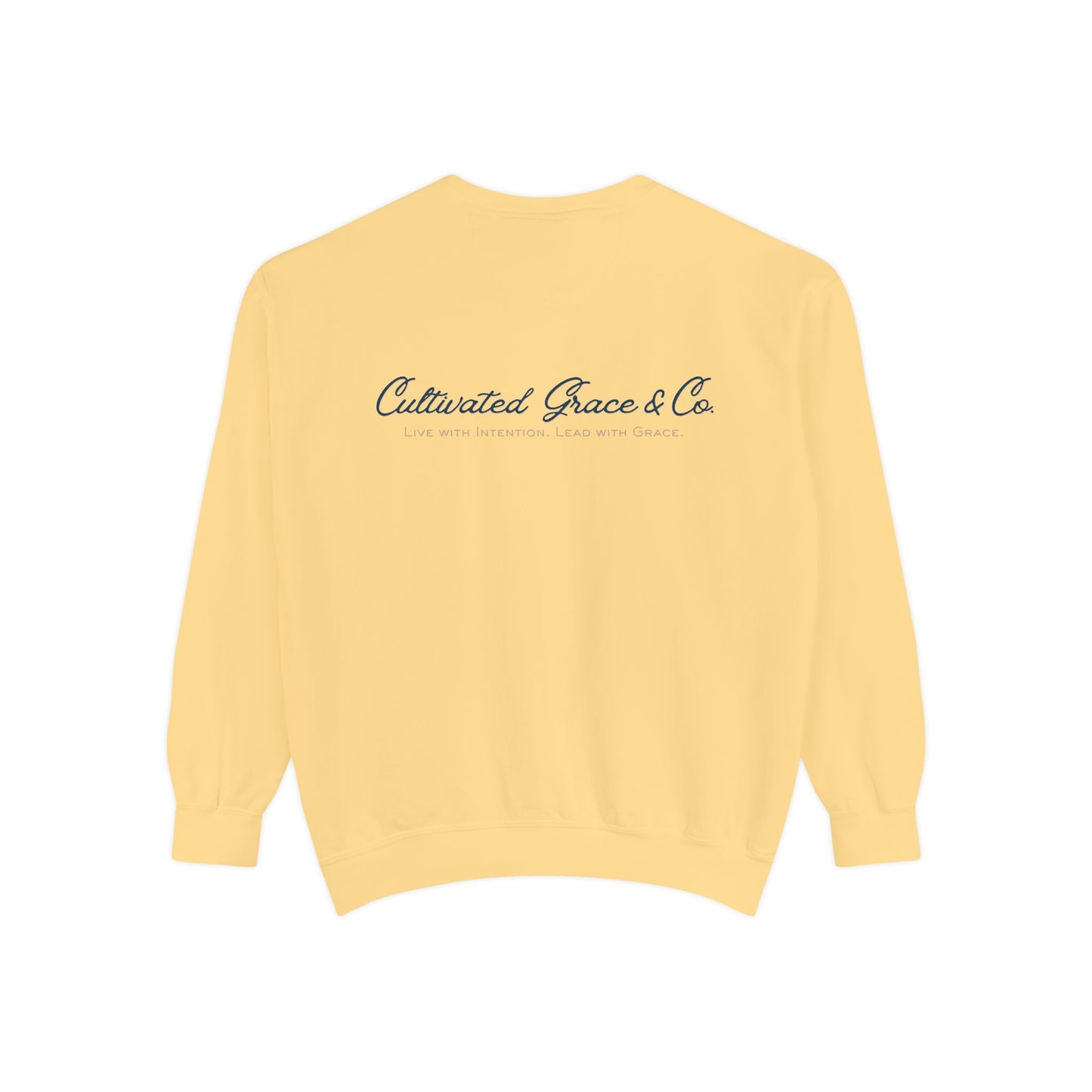 Script Cultivated Grace Co. Logo Sweatshirt — Comfort Colors Garment-Dyed Crewneck