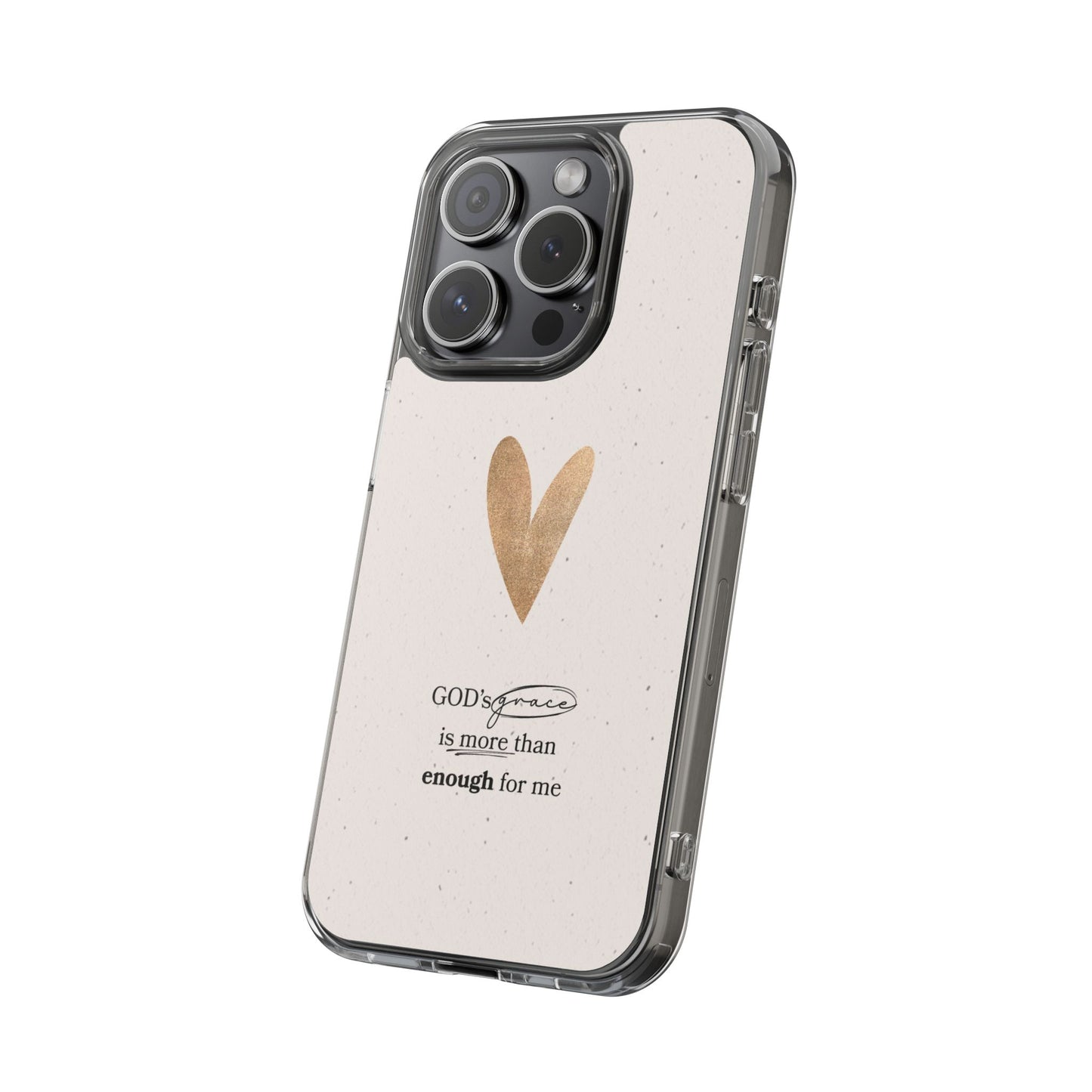 Gold Heart with Scripture phone case | Clear Impact-Resistant Case
