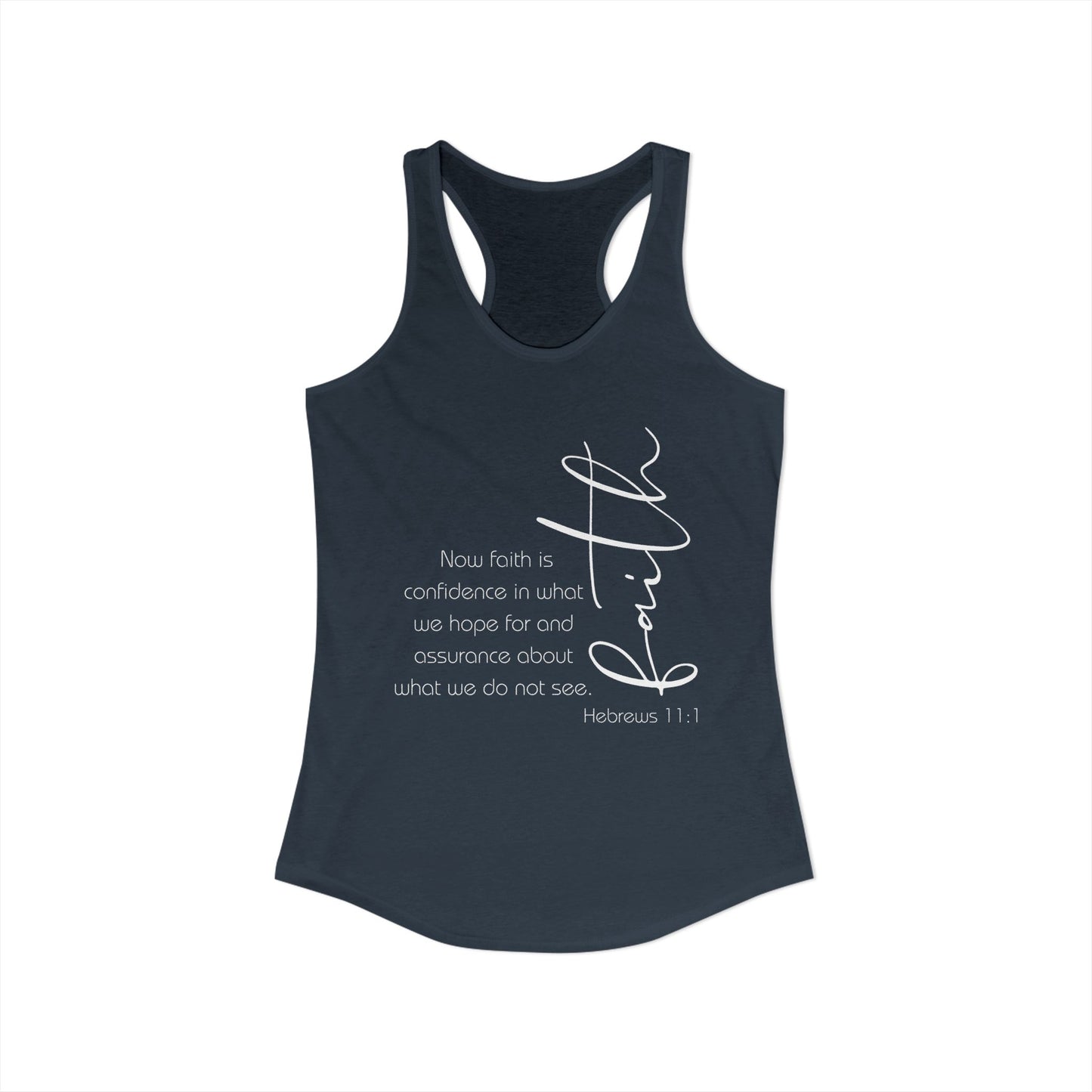 Hebrews 11:1 Faith Scripture Racerback Tank | Women's Inspirational Verse