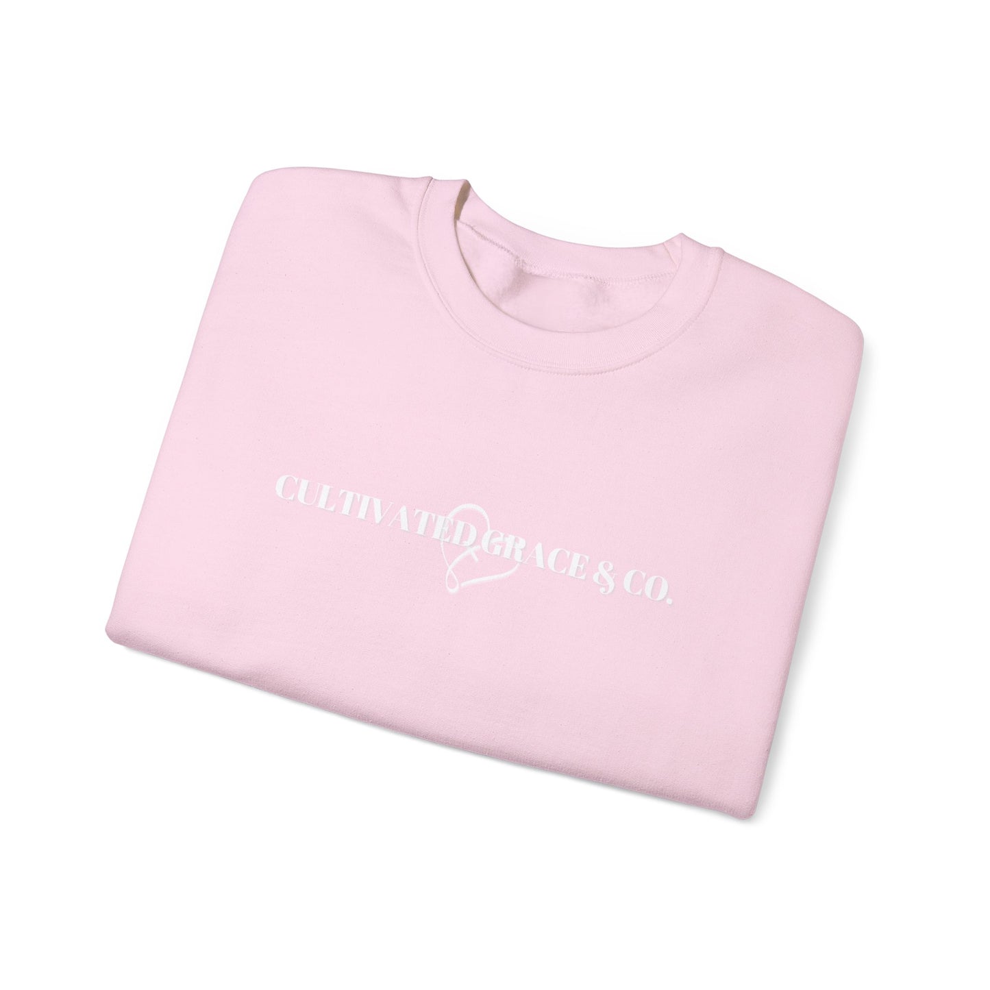 Crewneck Sweatshirt - "Cultivate Grace & Co." Minimal Heart Logo, Cozy Casual Pullover for Everyday Wear