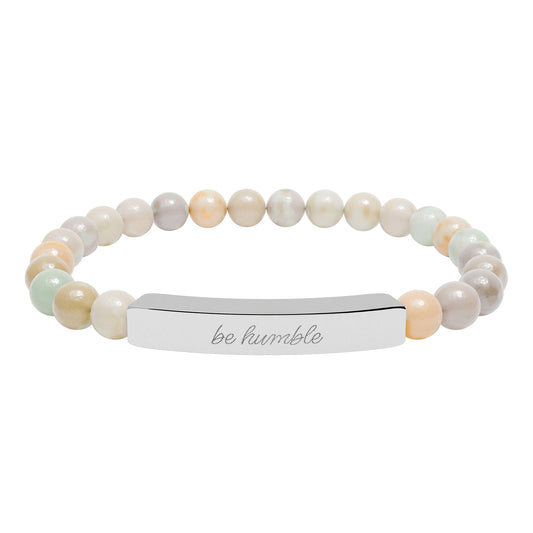 "Be Humble" Natural Stone Bead Bracelet — Stretch Bar Bracelet