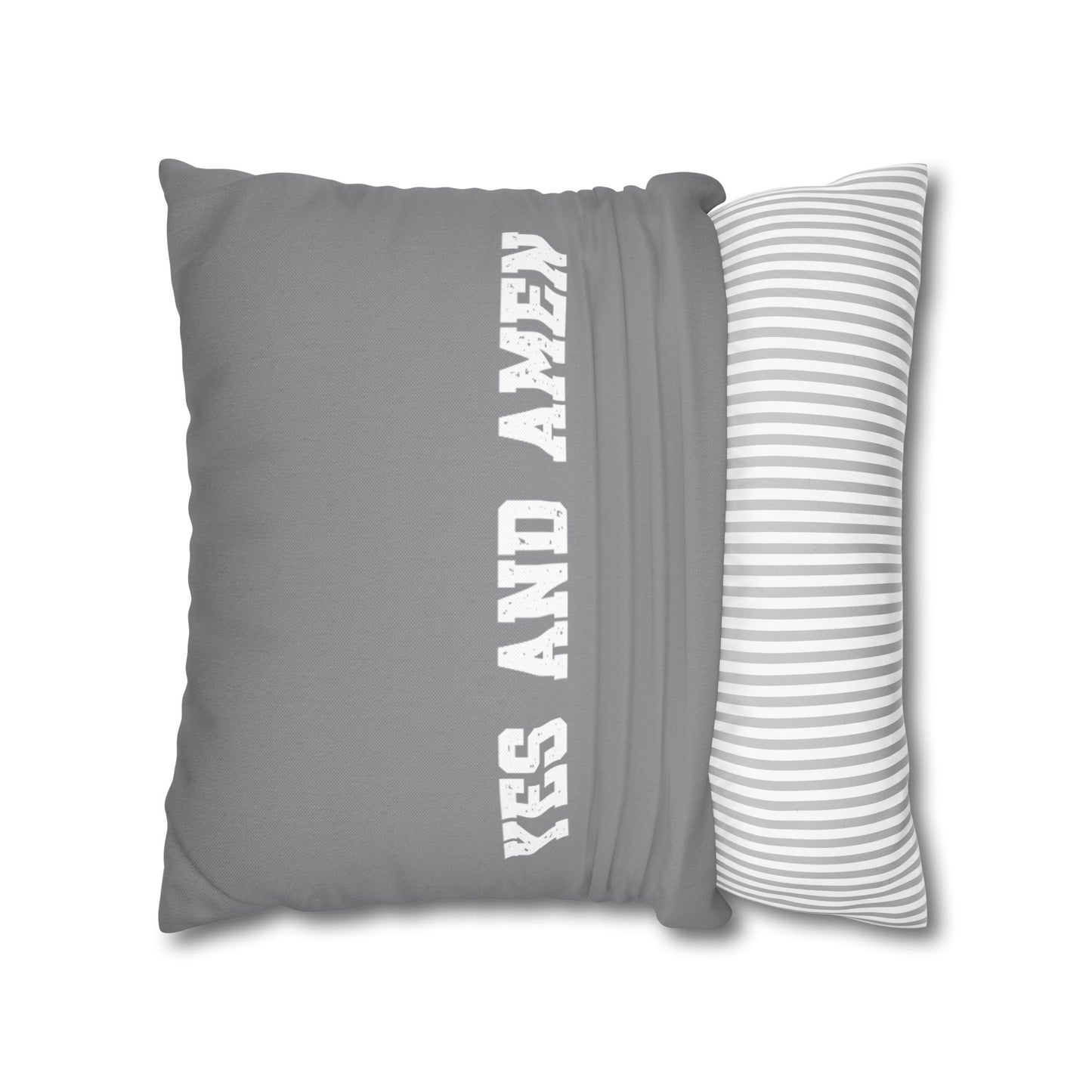 Yes and Amen Pillowcase | Grey Typography Square Pillowcase