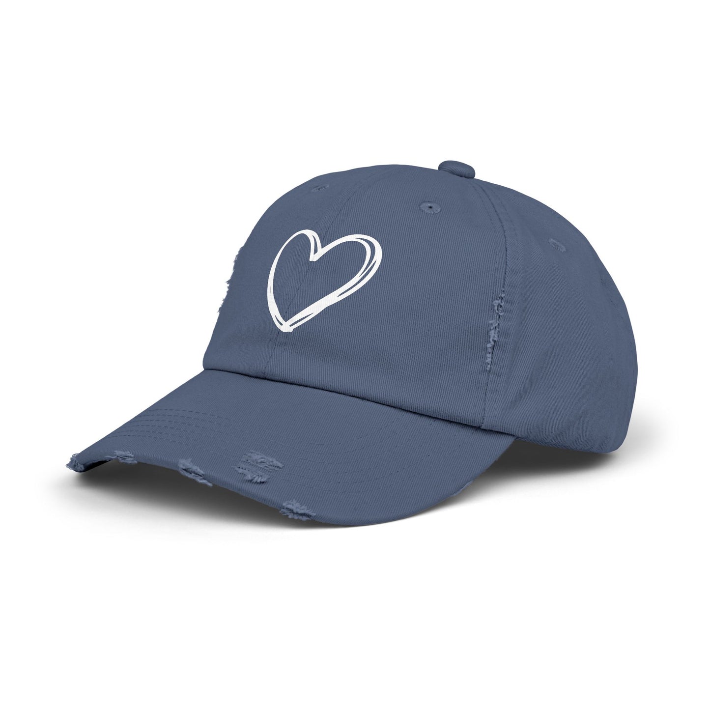 Distressed Heart Cap — Vintage Baseball Hat with Sketched Heart