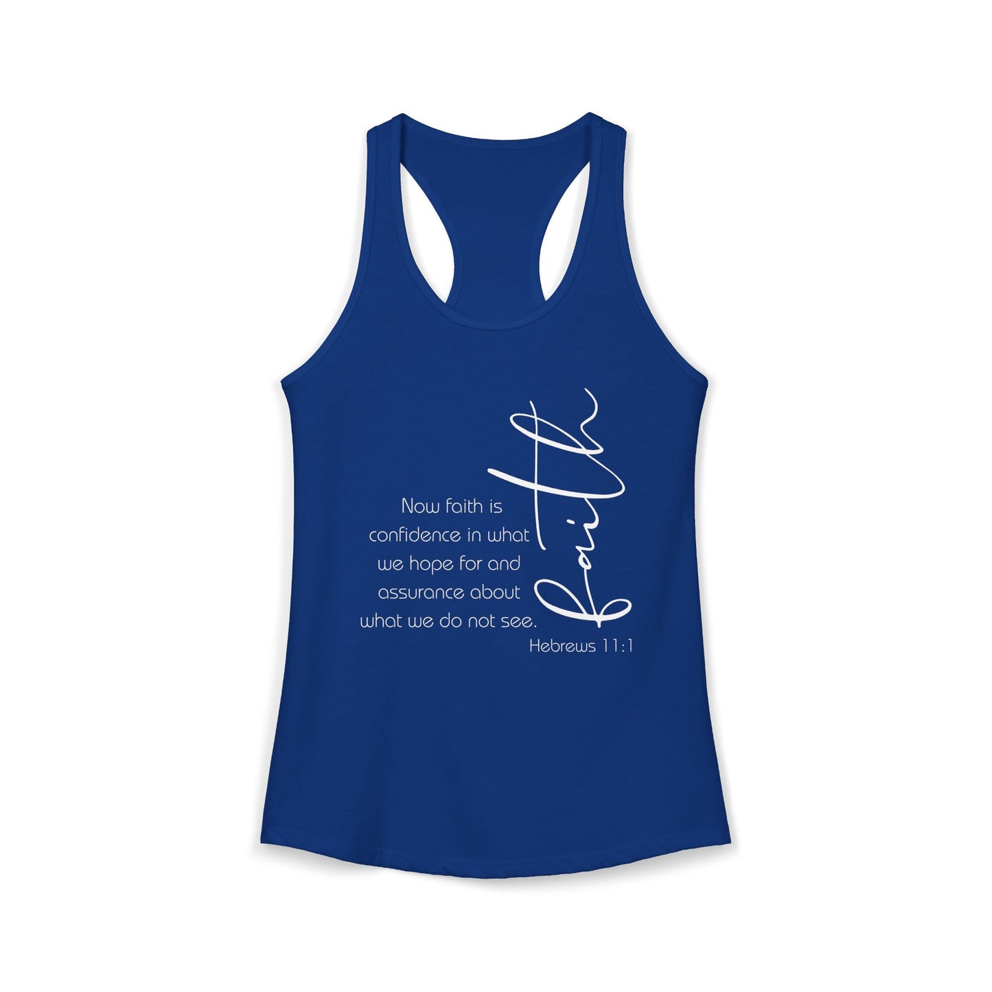 Hebrews 11:1 Faith Scripture Racerback Tank | Women's Inspirational Verse