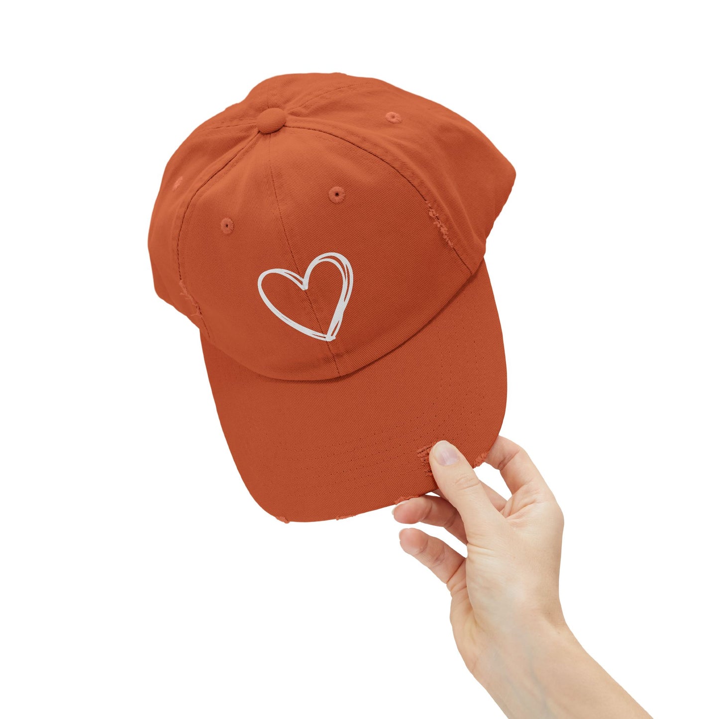 Distressed Heart Cap — Vintage Baseball Hat with Sketched Heart