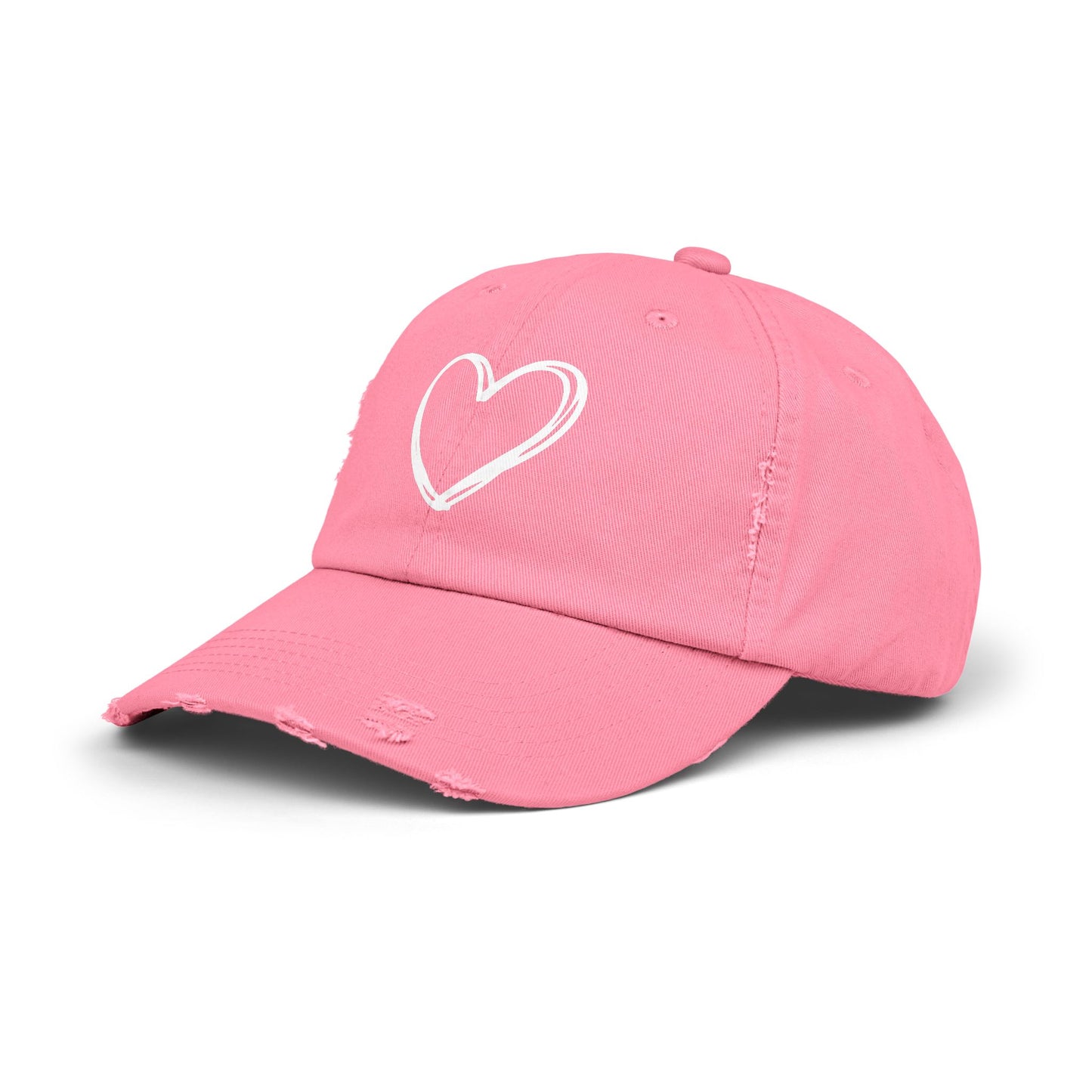 Distressed Heart Cap — Vintage Baseball Hat with Sketched Heart