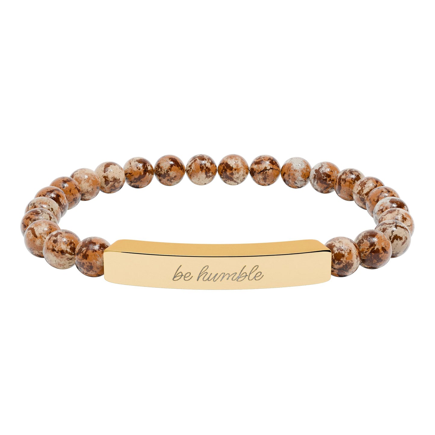 "Be Humble" Natural Stone Bead Bracelet — Stretch Bar Bracelet
