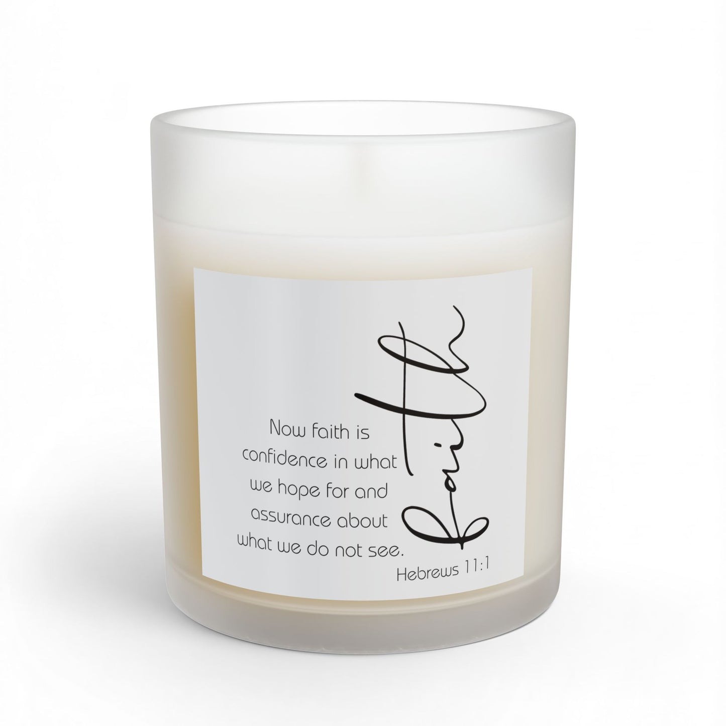 White Hebrews 11:1 Faith Quote Glass Candle | 11oz