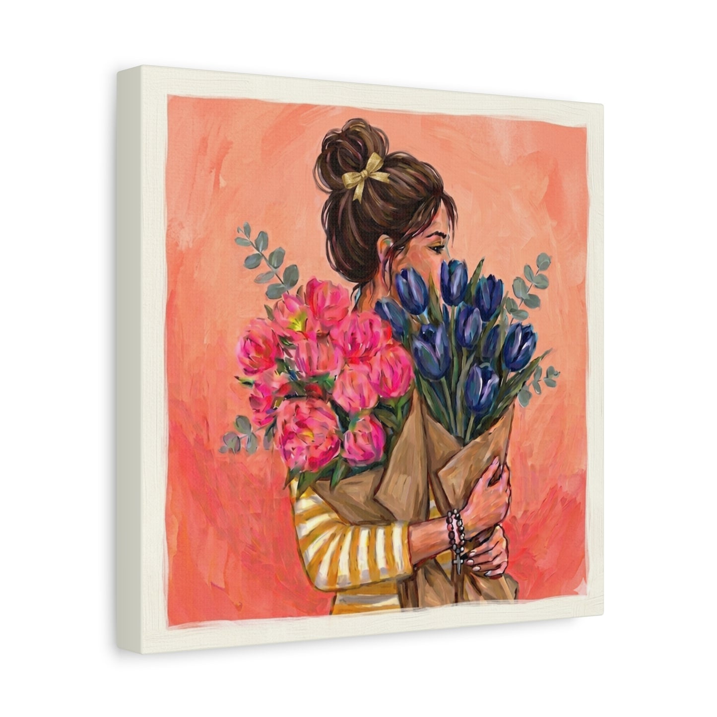 Floral Bouquet Canvas Wall Art | Feminine Farmhouse Print | Gallery Wrap