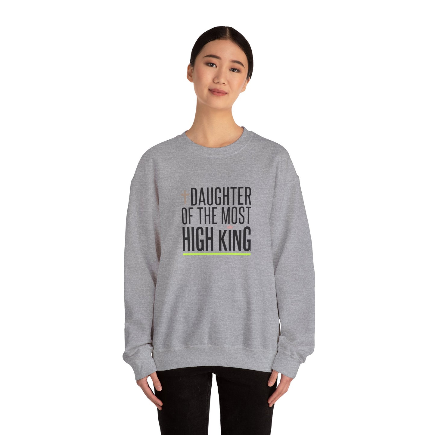 Daughter of the Most High King Crewneck Sweatshirt | Faith-Forward Minimalist Christian Apparel