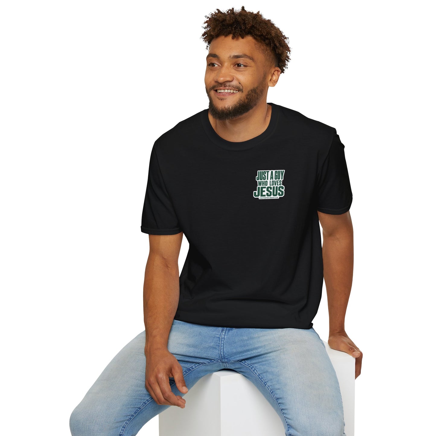 Just a Guy Who Loves Jesus T‑Shirt — Christian Faith Tee