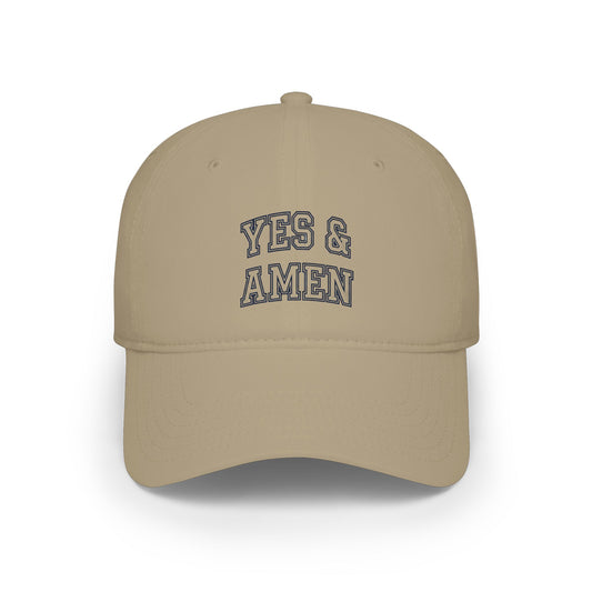 Yes & Amen Baseball Cap — Embroidered Faith Red Low Profile Hat