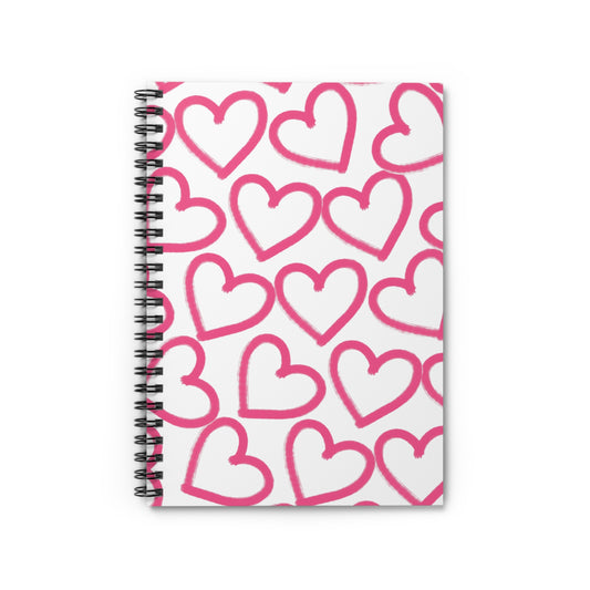 White Tossed Hearts Spiral Notebook | Ruled Journal
