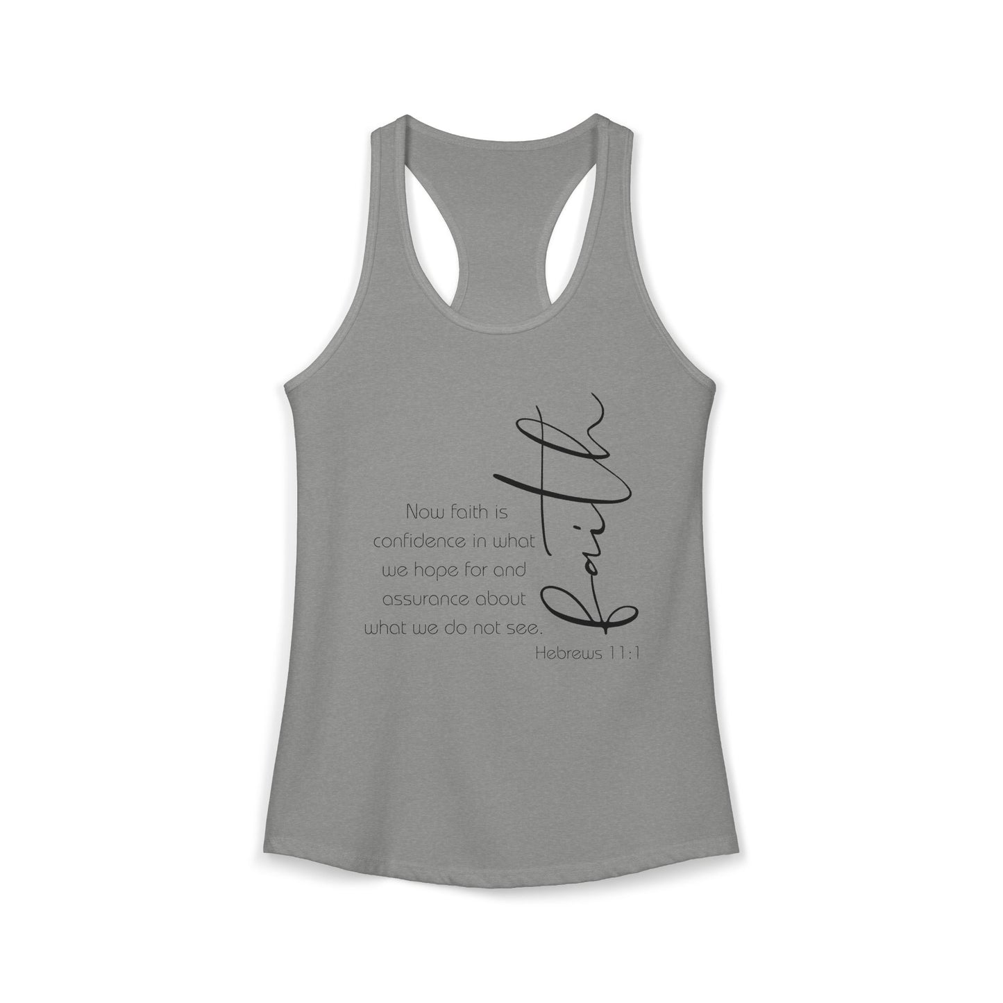Hebrews 11:1 Faith Scripture Racerback Tank | Women's Inspirational Verse