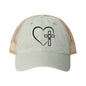Women's Washed Mesh-Back Heart Cross Ballcap