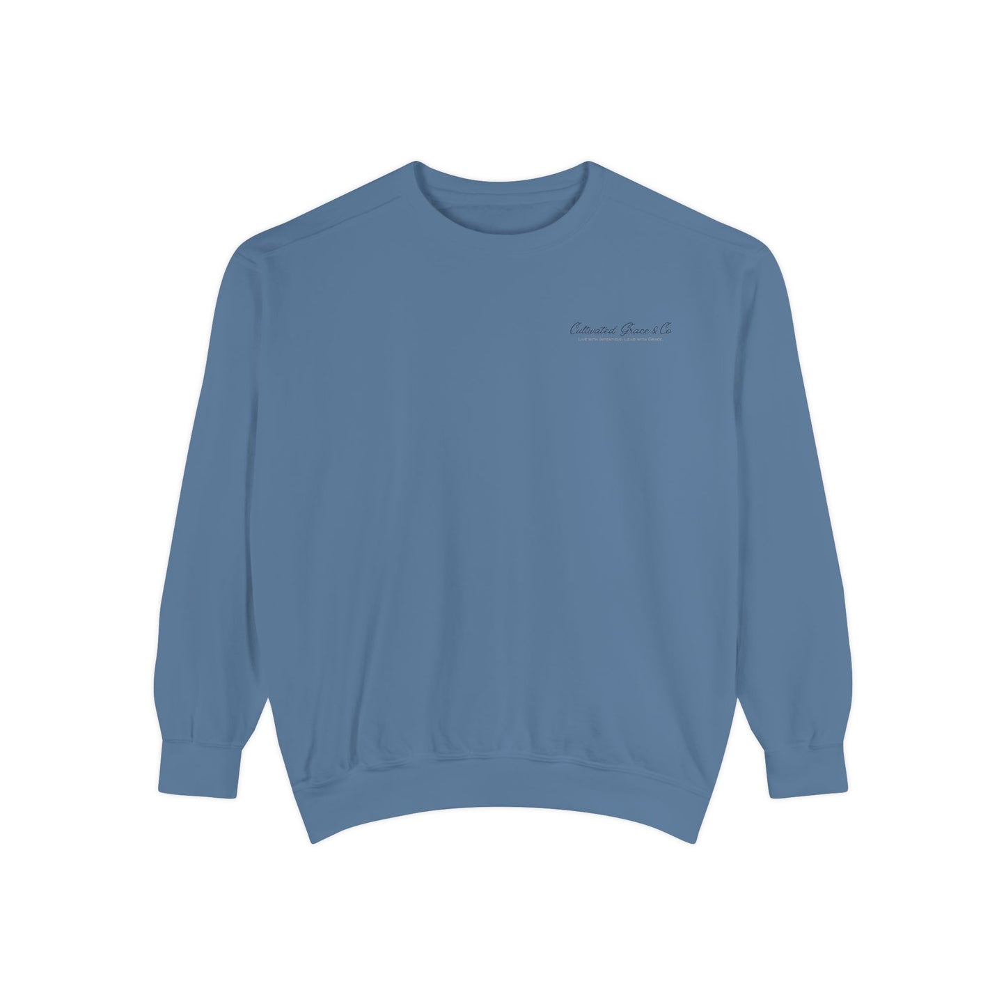 Script Cultivated Grace Co. Logo Sweatshirt — Comfort Colors Garment-Dyed Crewneck