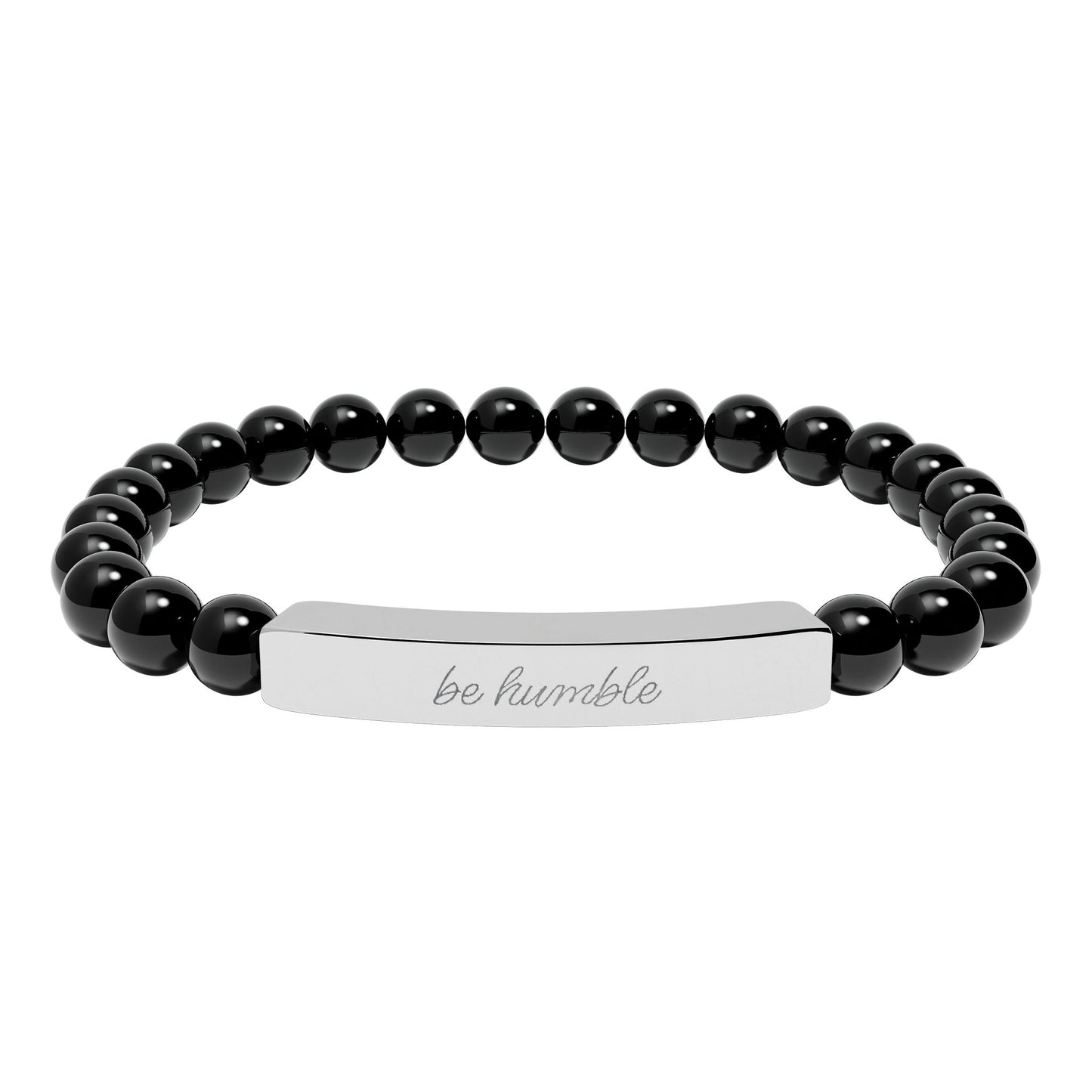"Be Humble" Natural Stone Bead Bracelet — Stretch Bar Bracelet