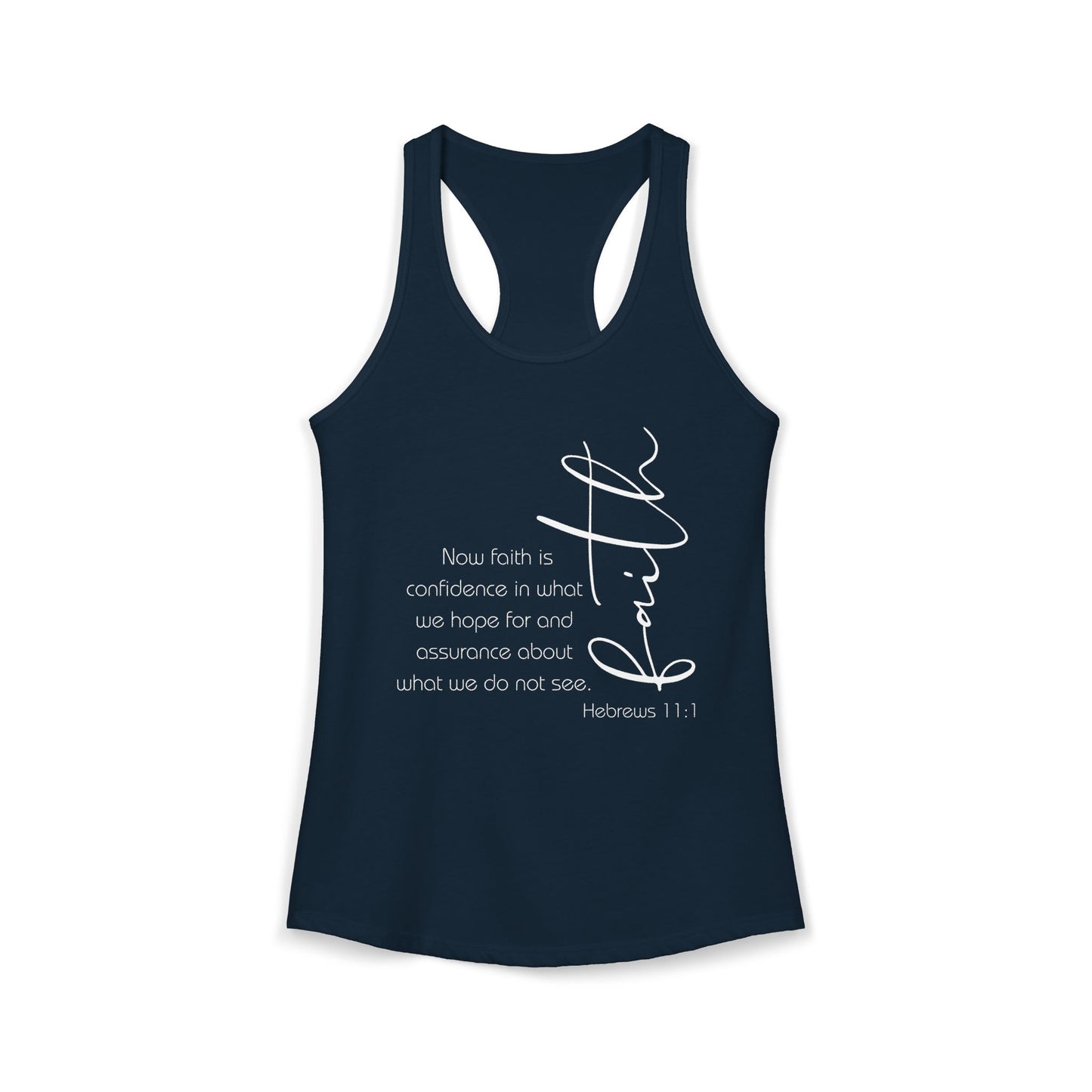 Hebrews 11:1 Faith Scripture Racerback Tank | Women's Inspirational Verse