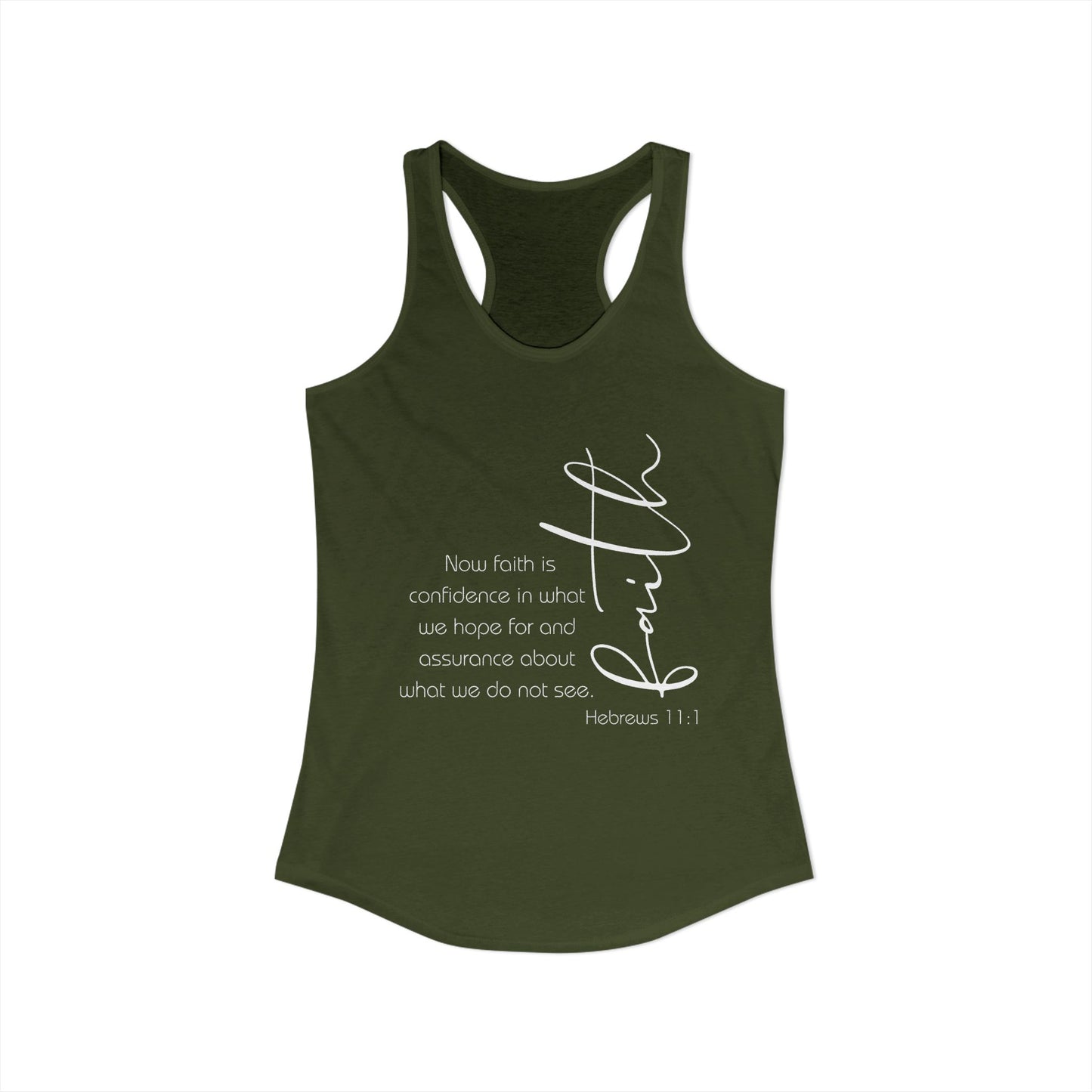 Hebrews 11:1 Faith Scripture Racerback Tank | Women's Inspirational Verse